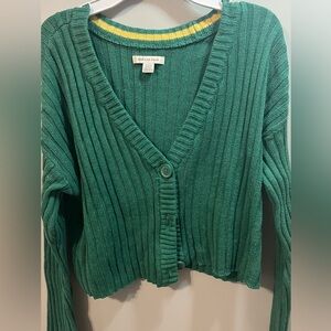 AMERICAN EAGLE Button Front  Green Cropped Knit Cardigan Sweater Women's Size S